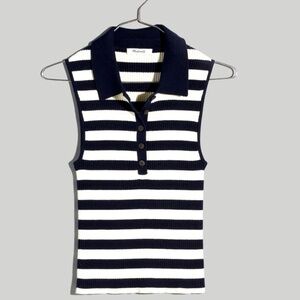Madewell Polo Sweater Tank in Stripe-NWT